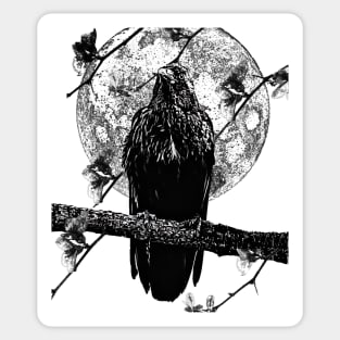 Nevermore Raven and the Moon Sticker